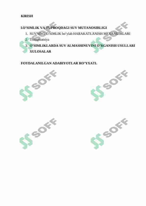 Suvni harakatga keltiruvchi yuqori mexanizm