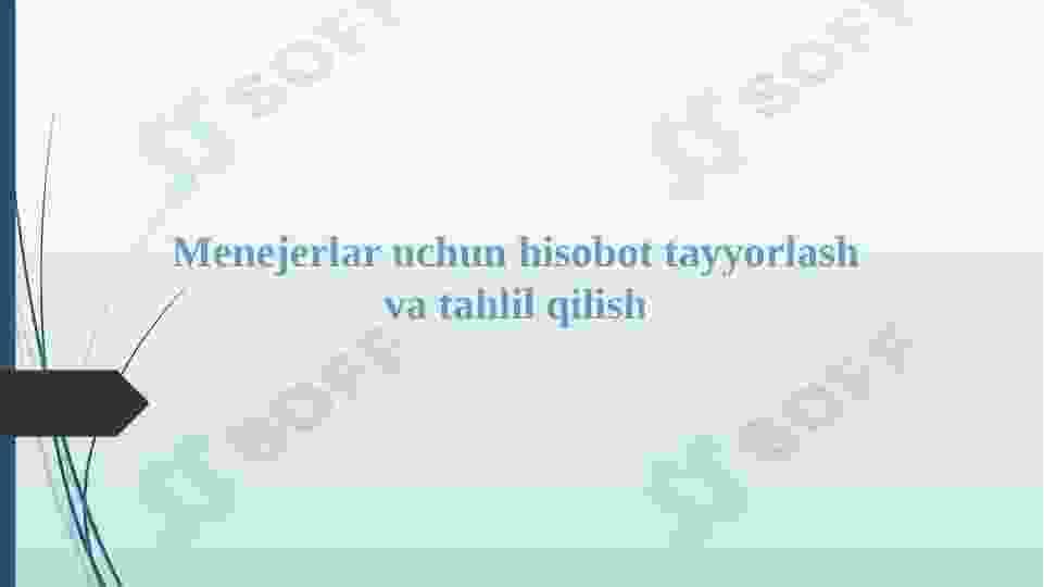 Menejerlar uchun hisobot tayyorlash va tahlil qilish