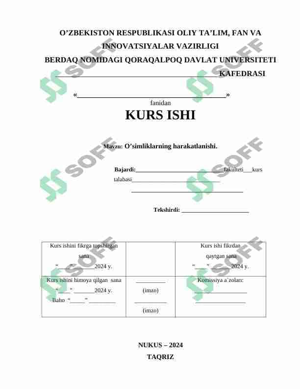 O’SIMLIKLARDA O’SISHNING HARAKATLARI VA UNING XILLARI