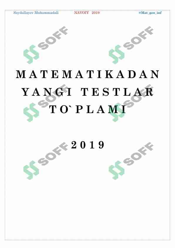 Matematika (300 ta) testlar toplami Kaliti bilan
