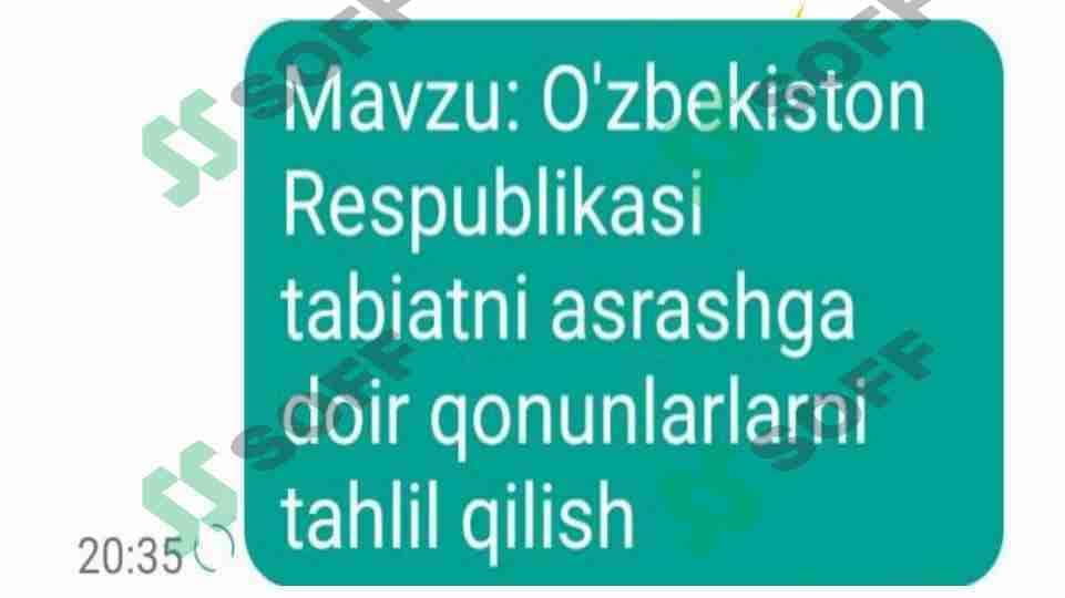 Tabiatni asrashga doir qonunlar tahlili