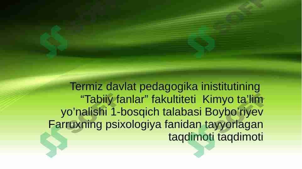 O’mirlik davrida psixik rivojlanish xususiyatlari