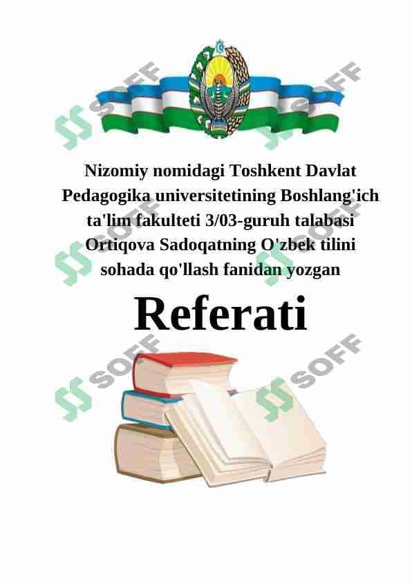 O'zbek tilini sohada qo'llash fanidan yozgan ALISHER NAVOIY O’ZBEK ADABIY TILINING ASOSCHISI