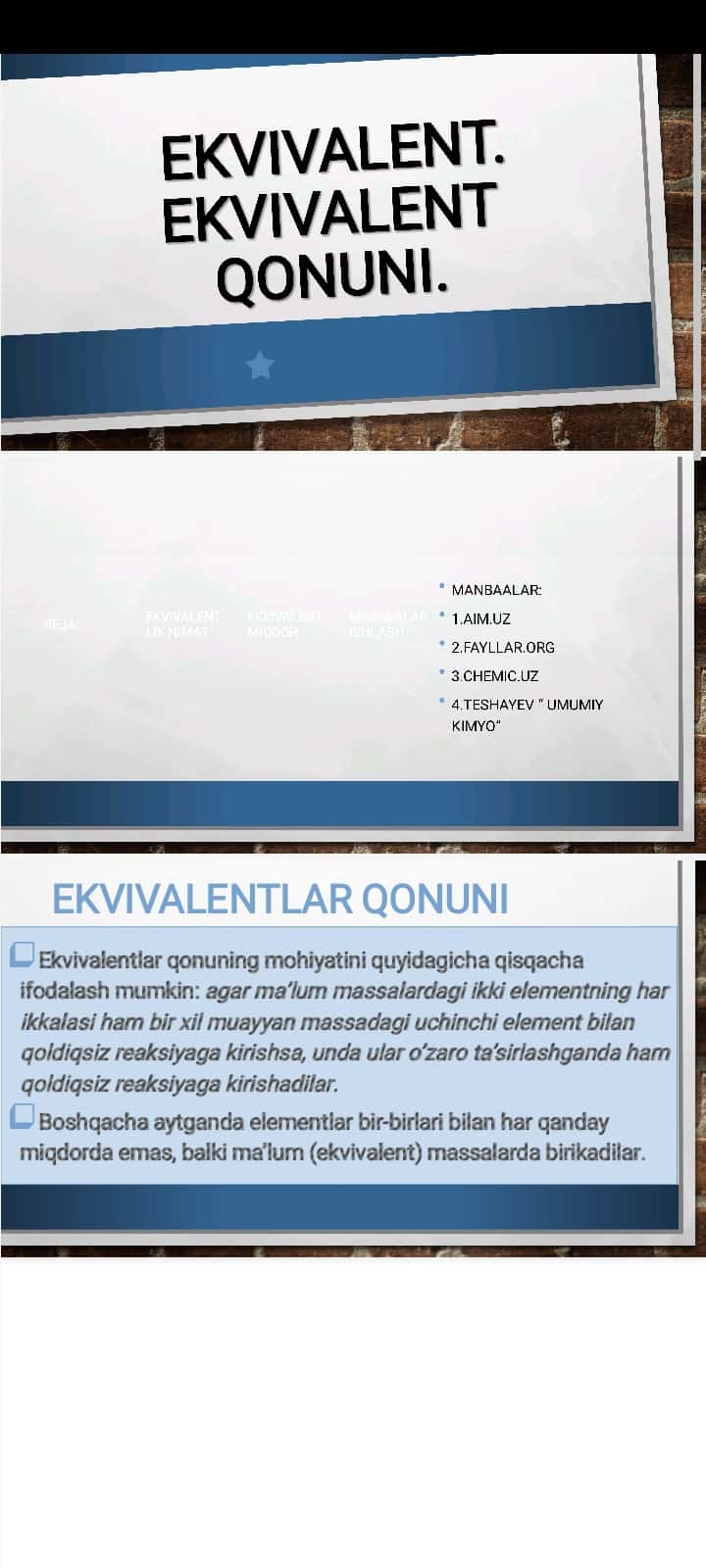 Ekvivalent. EKVIVALENT QONUNI.