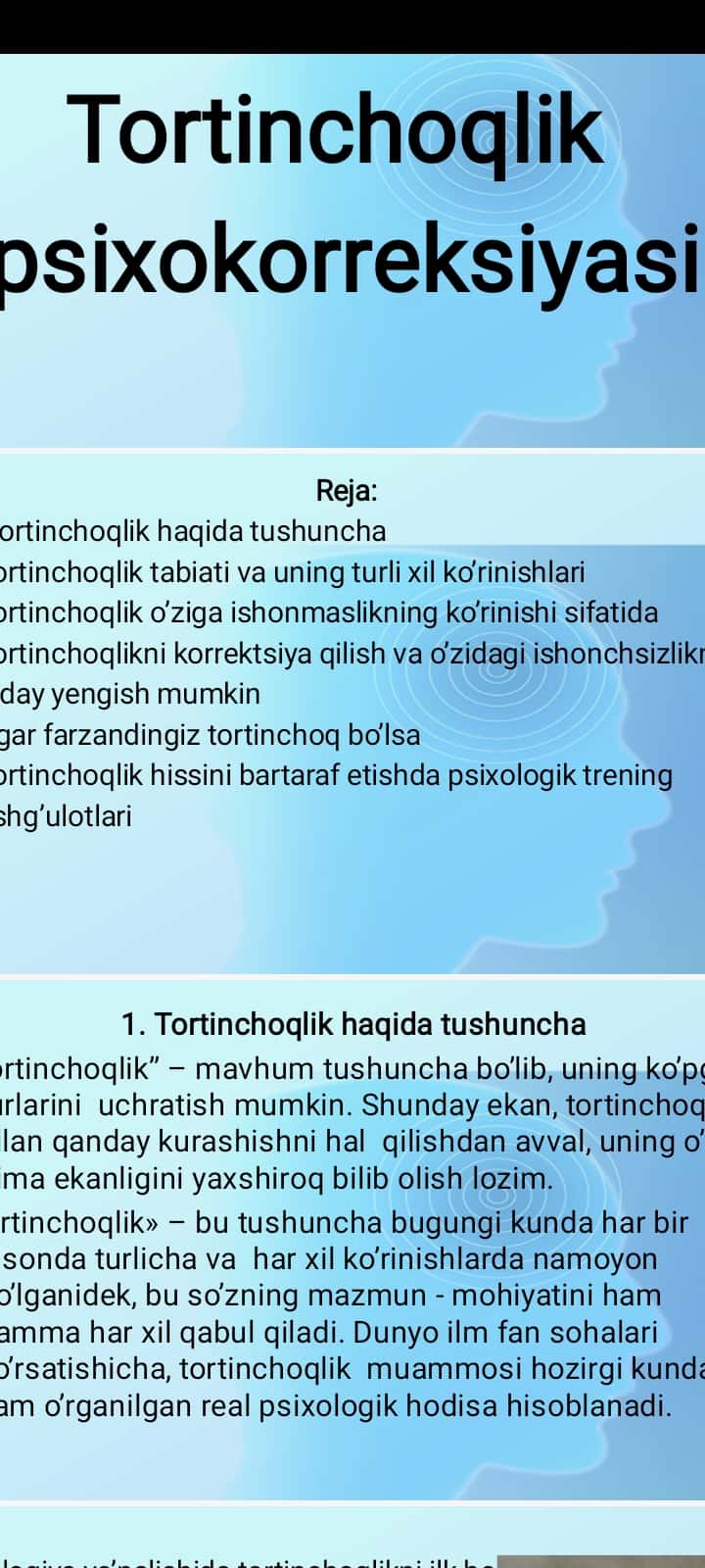 Tortinchoqlik psixokorreksiyasi
