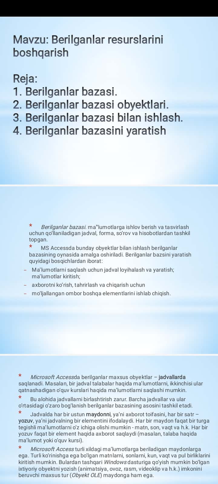 Berilganlar resurslarini boshqarish