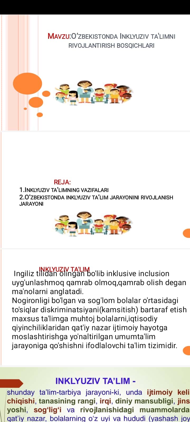 O’zbekistonda Inklyuziv ta'limni rivojlantirish bosqichlari
