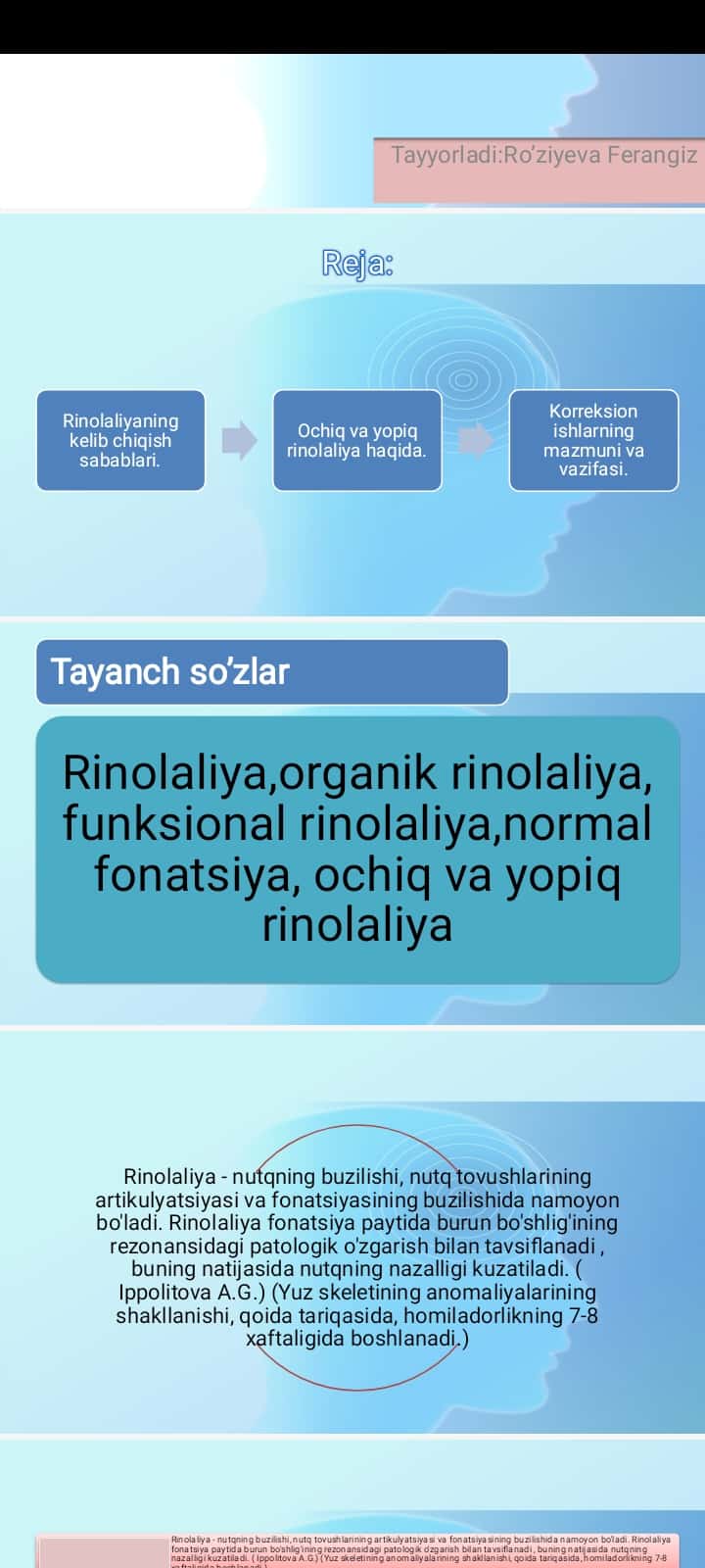 Rinolaliya mavzusida slayd