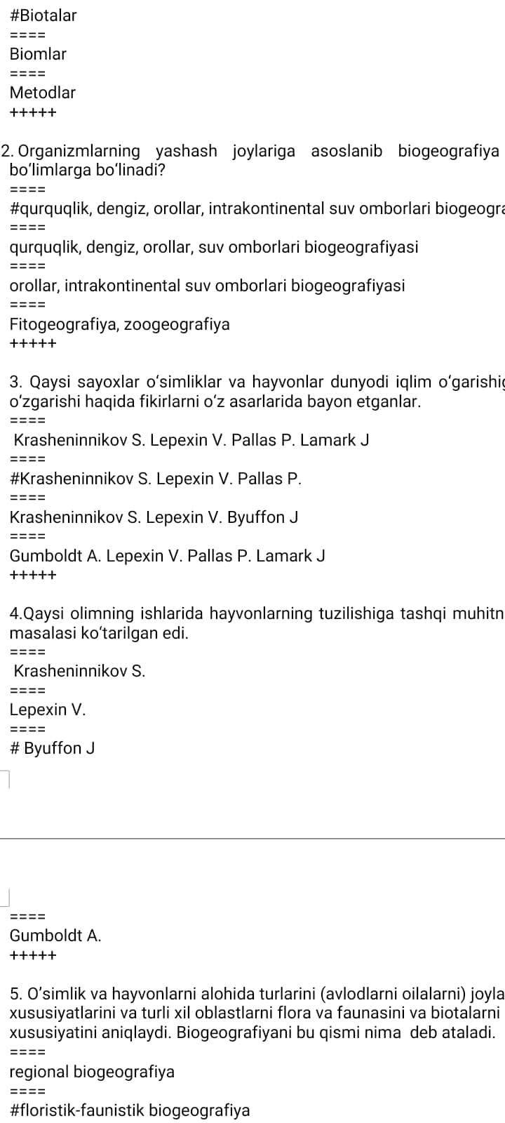 Test biogeografiya