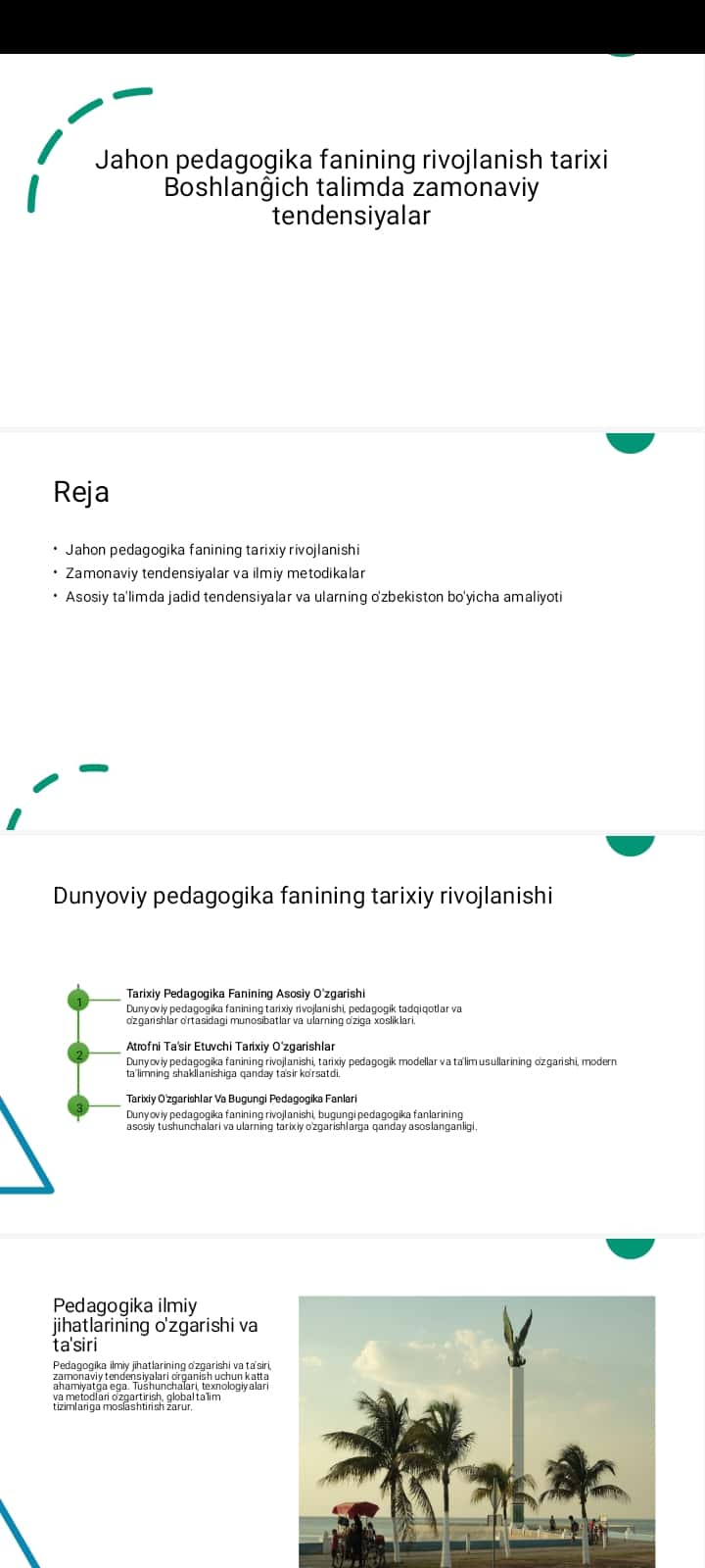 Jahon pedagogika fanining rivojlanish tarixi Boshlanĝich talimda zamonaviy tendensiyalar