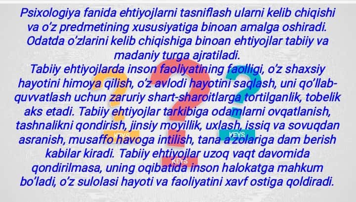 Ehtiyoj metodlari