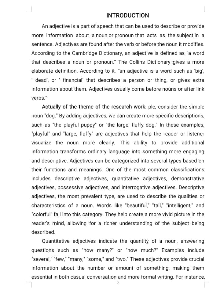 AN ADJECTIVE AND ITS TYPES
