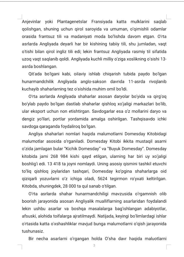 O’RTA ASRLARDA ANGLIYA