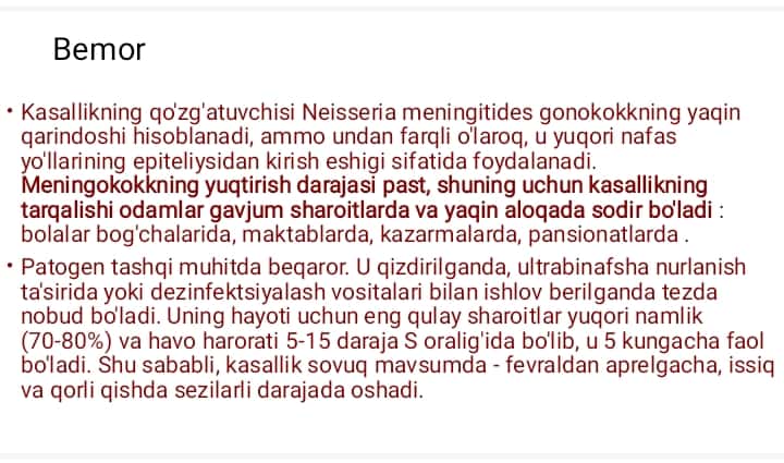 Meningokokk infektsiyasi (meningokokk )