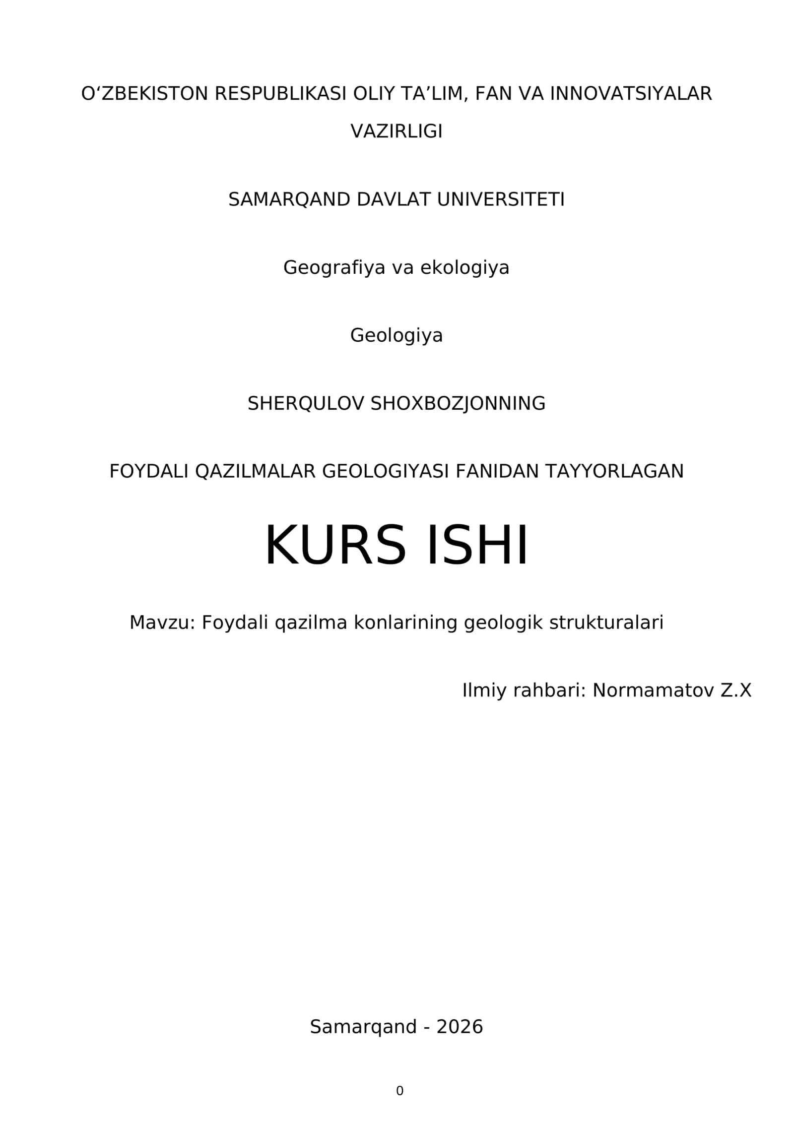 Foydalı qazilma konlarining geologik strukturalari
