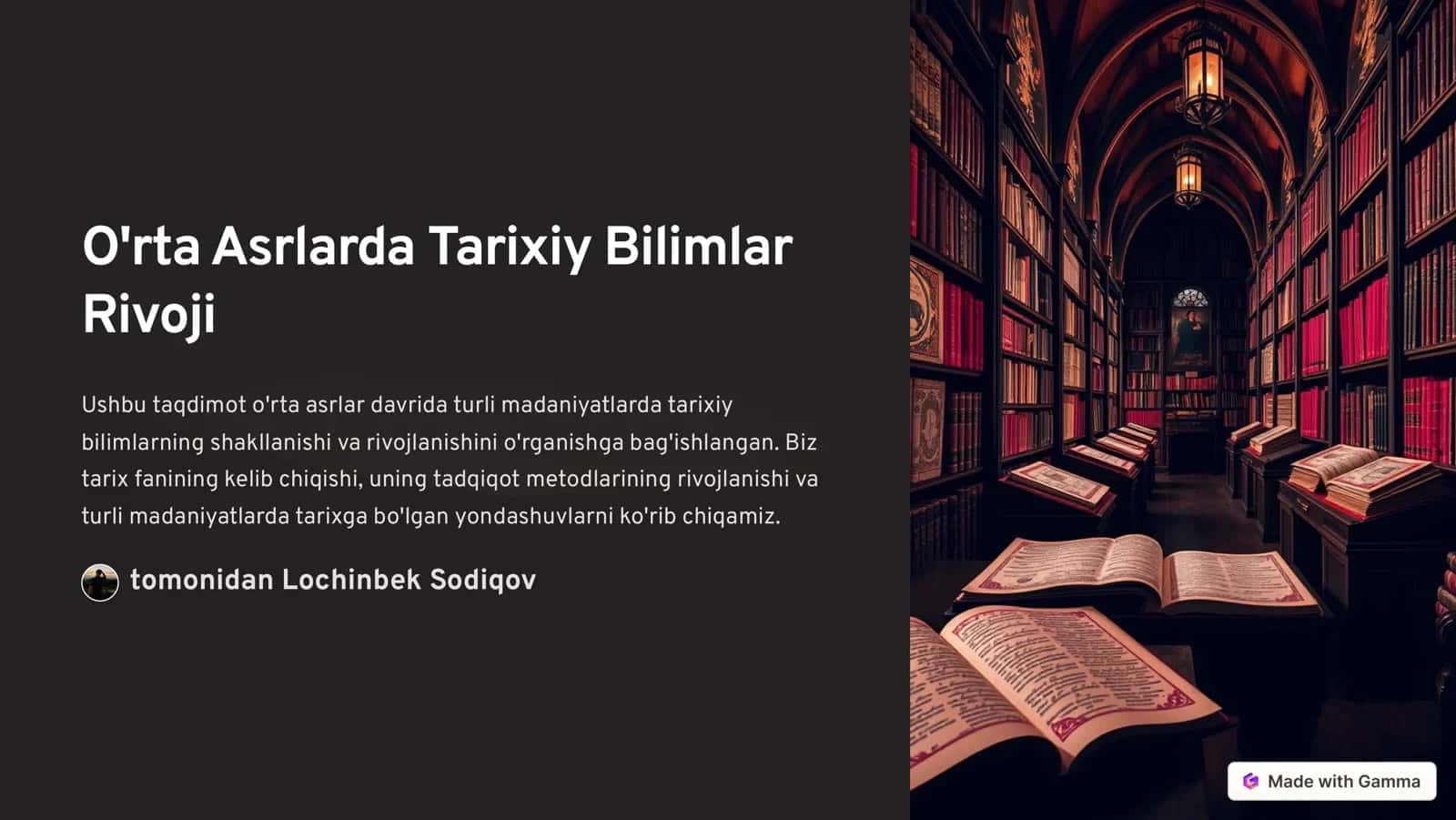 O'rta Asrlarda Tarixiy Bilimlar