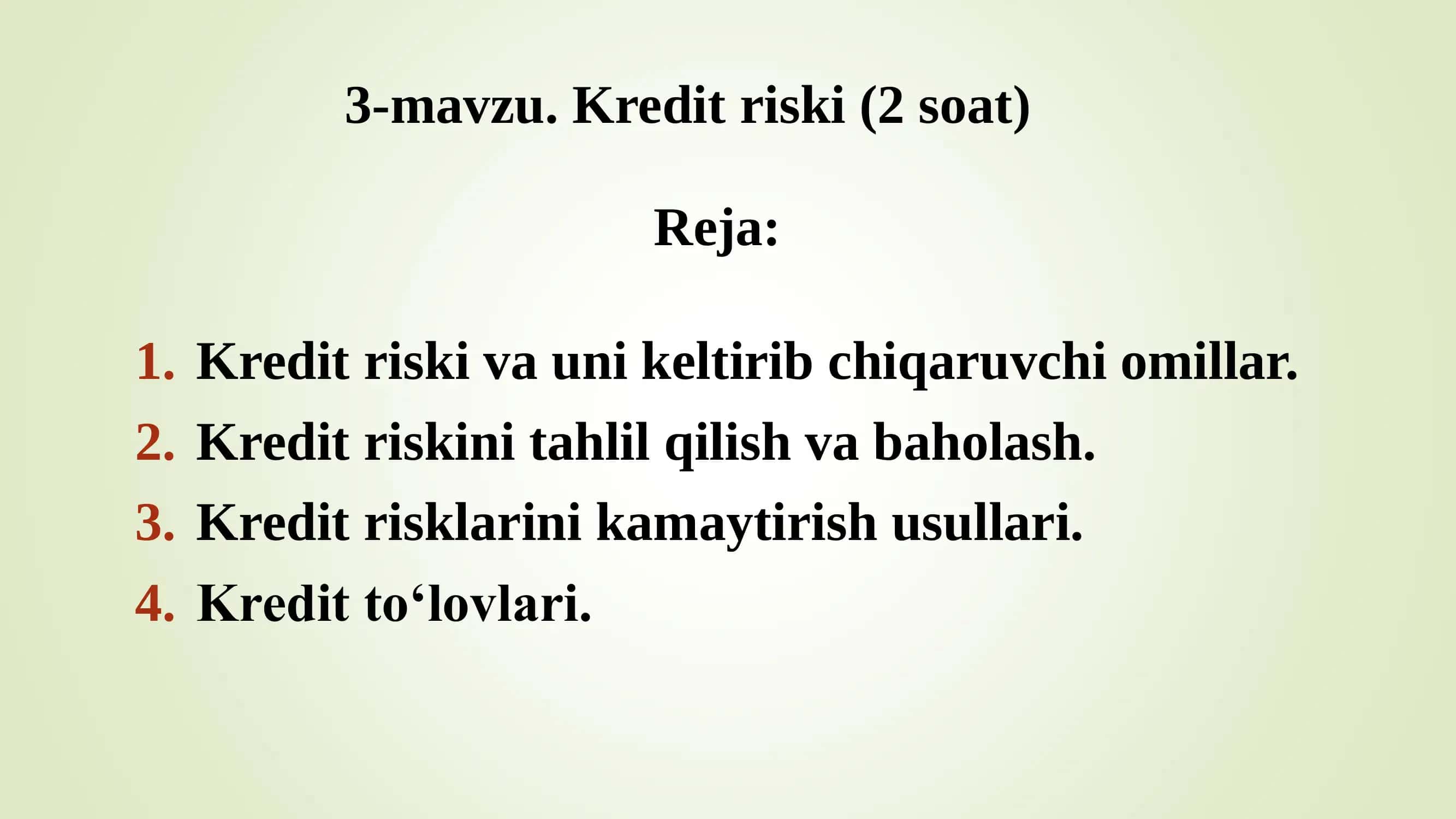 Kredit Riski va Uning Menejerlari