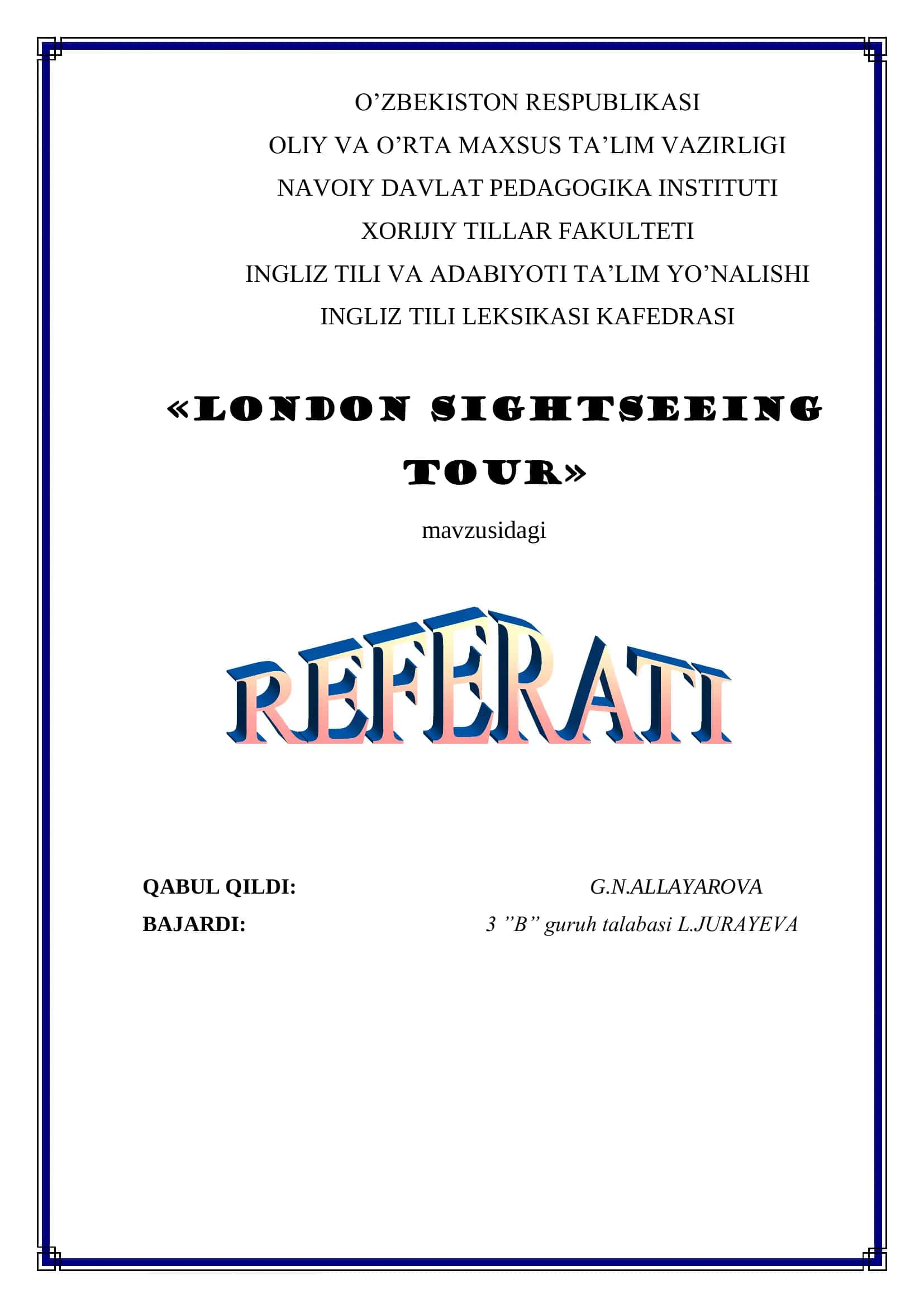 LONDON SIGHTSEEING TOUR