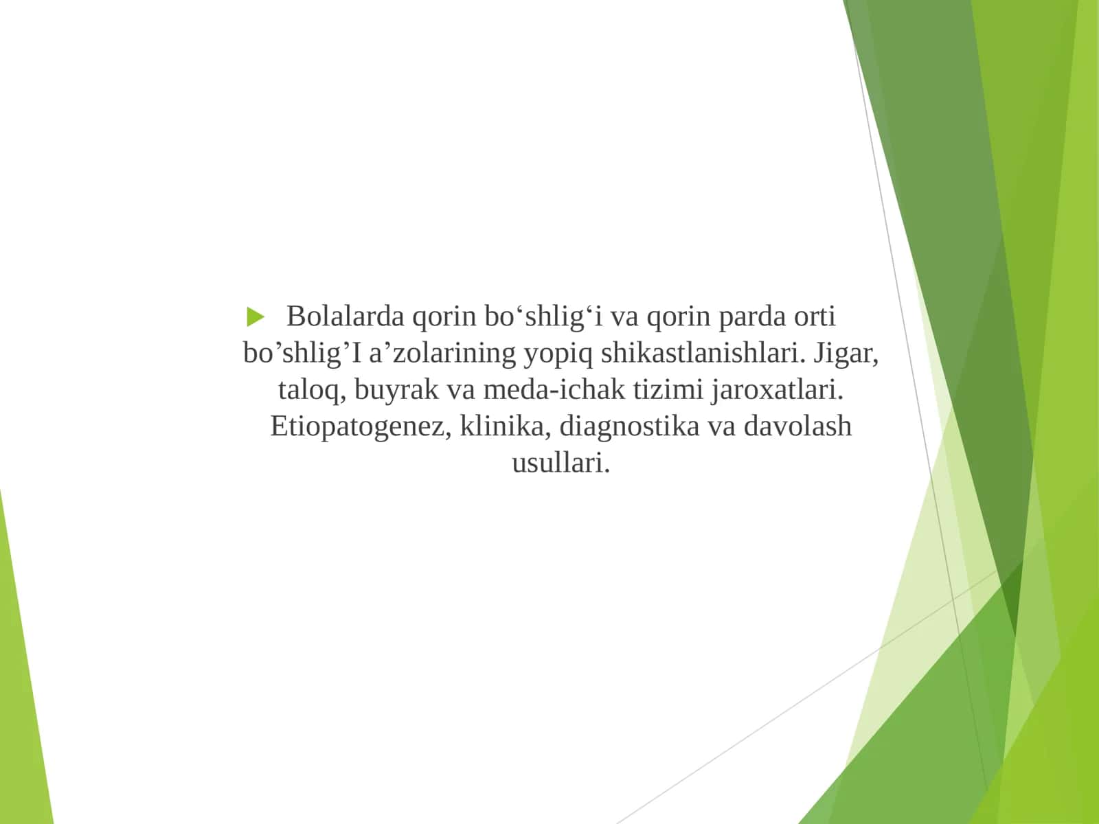 Qorin parda orti a'zolari jarohatlari