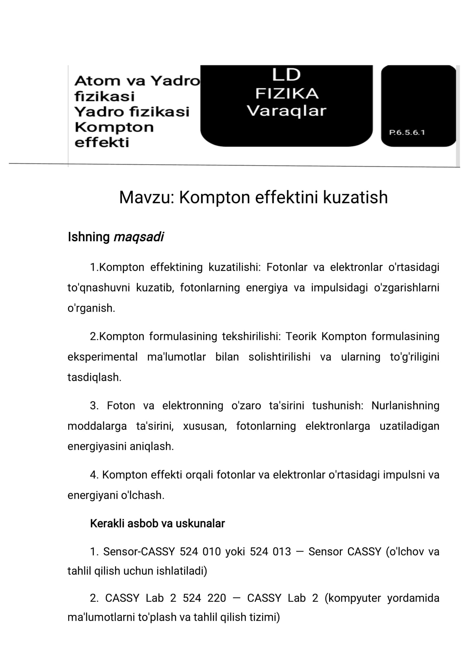 Kompton effektini kuzatish