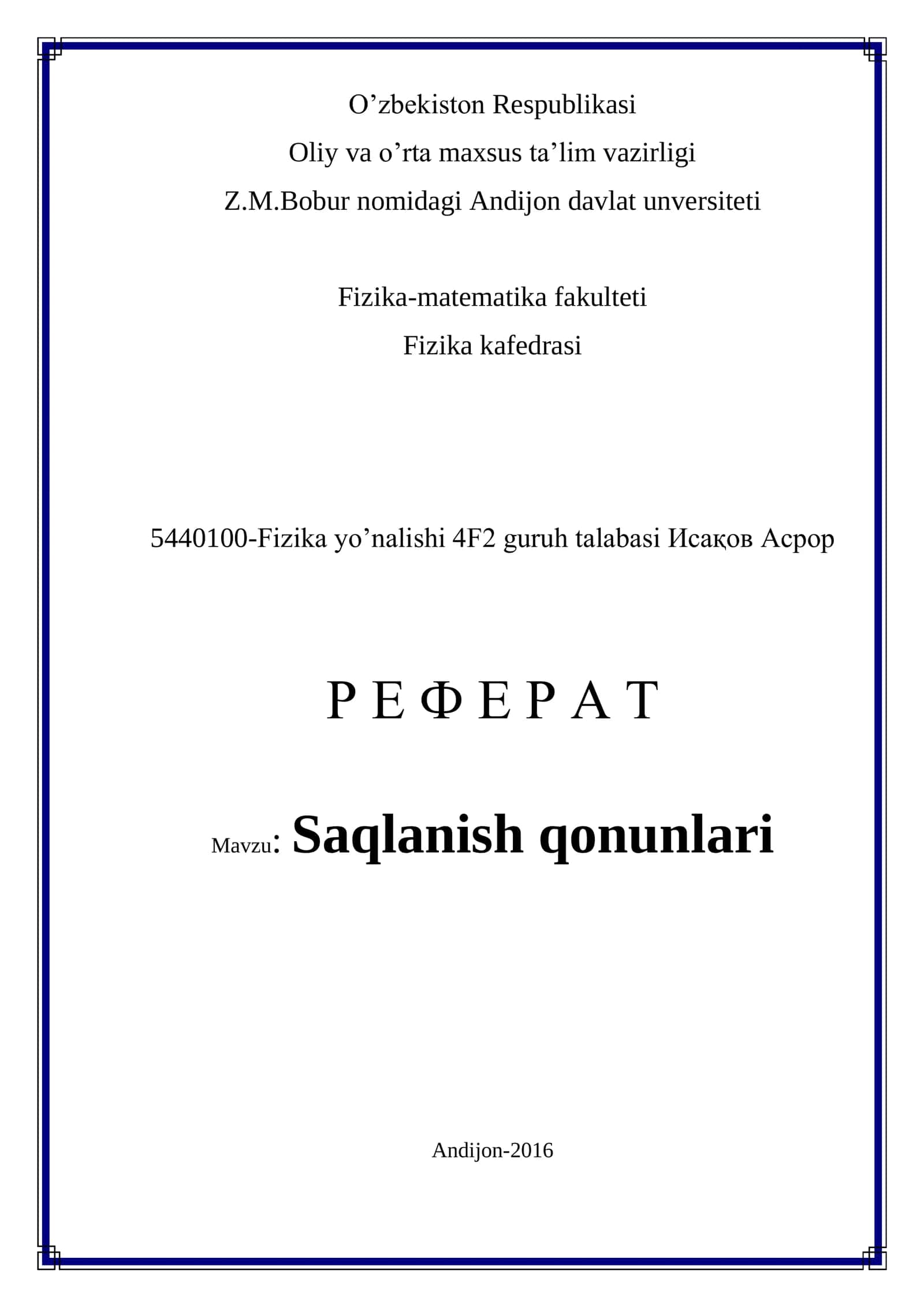 Saqlanish qonunlari