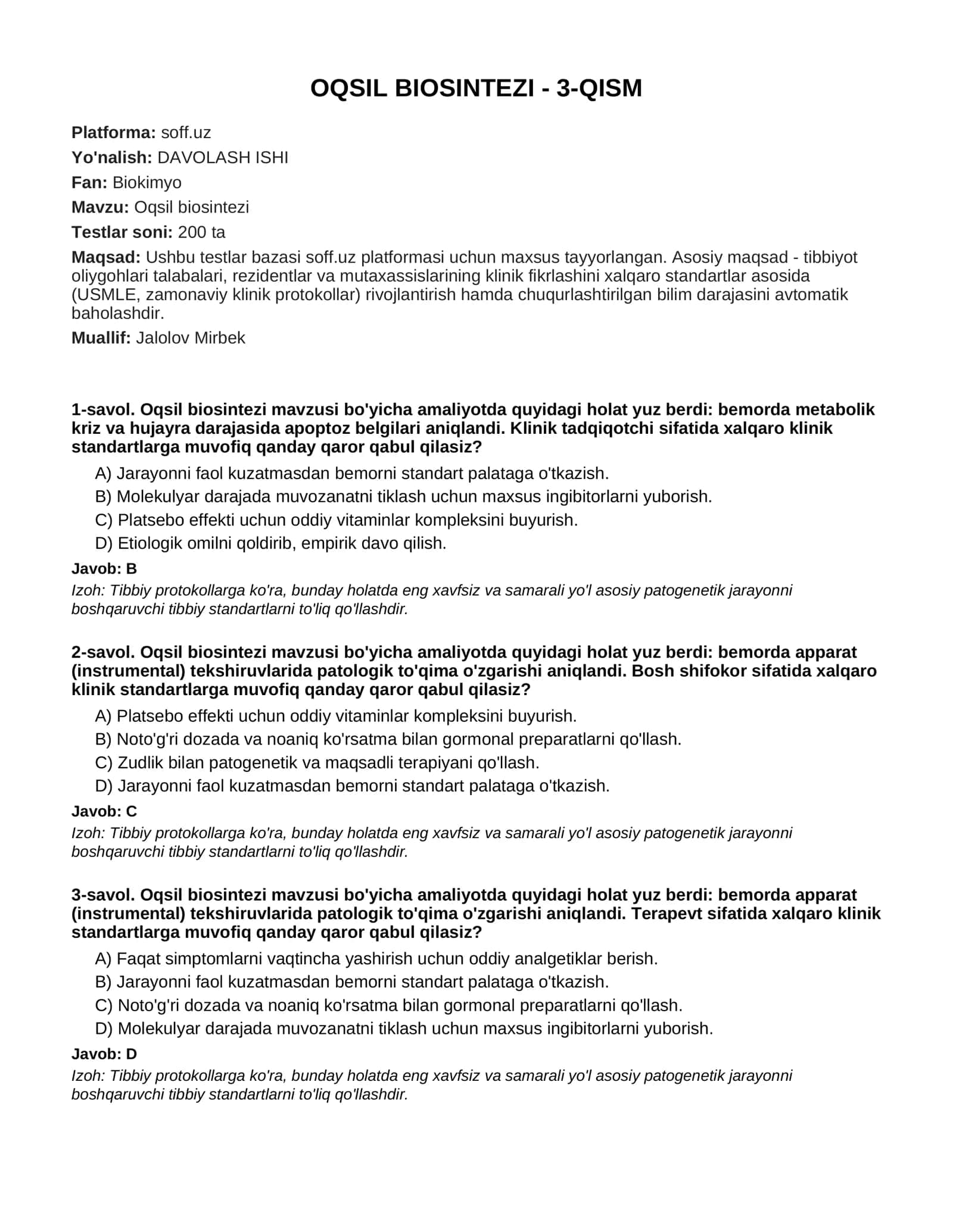 Oqsil biosintezi - 3-QISM
