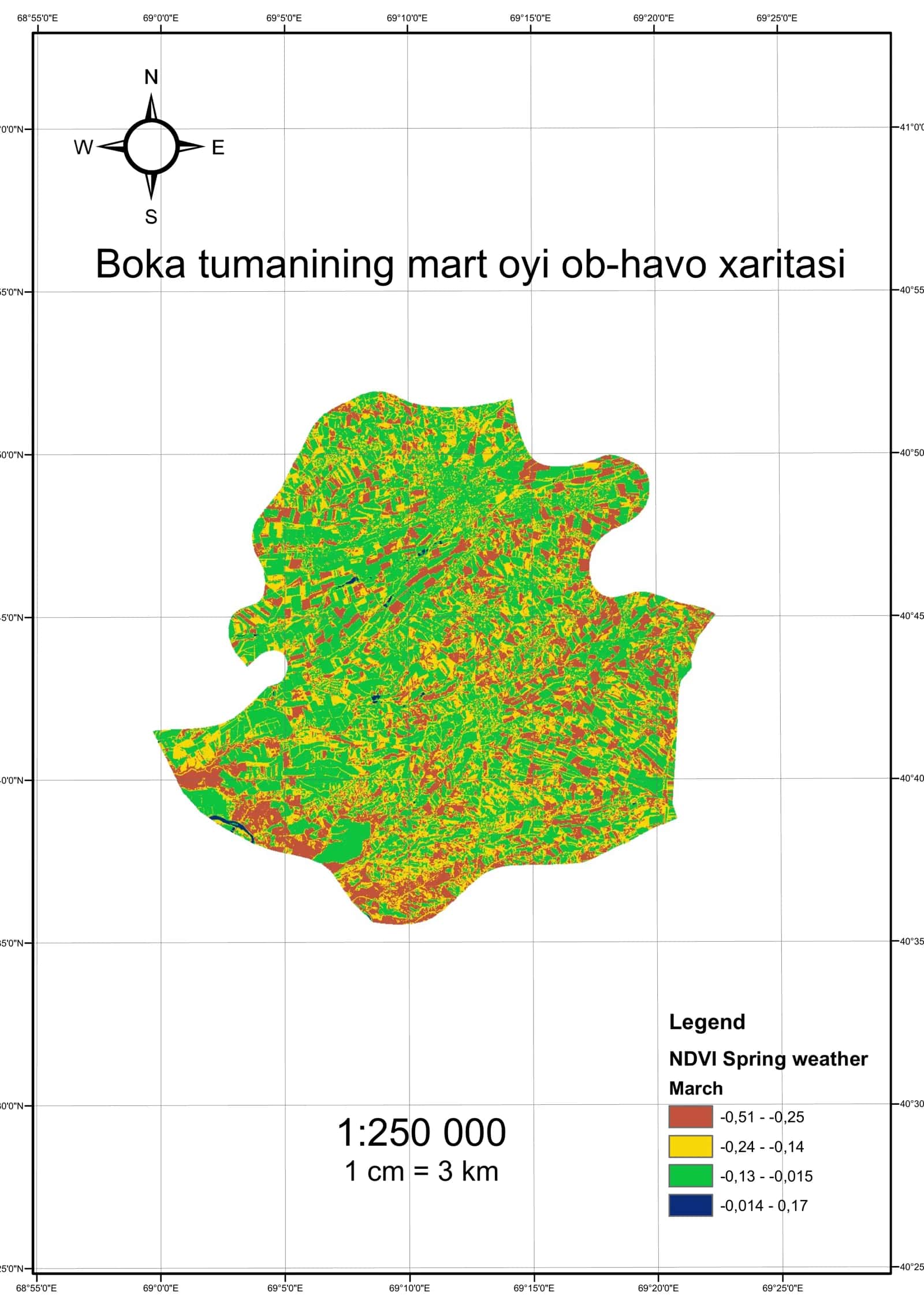 Boka tumanining mart oyi ob-havo xaritasi
