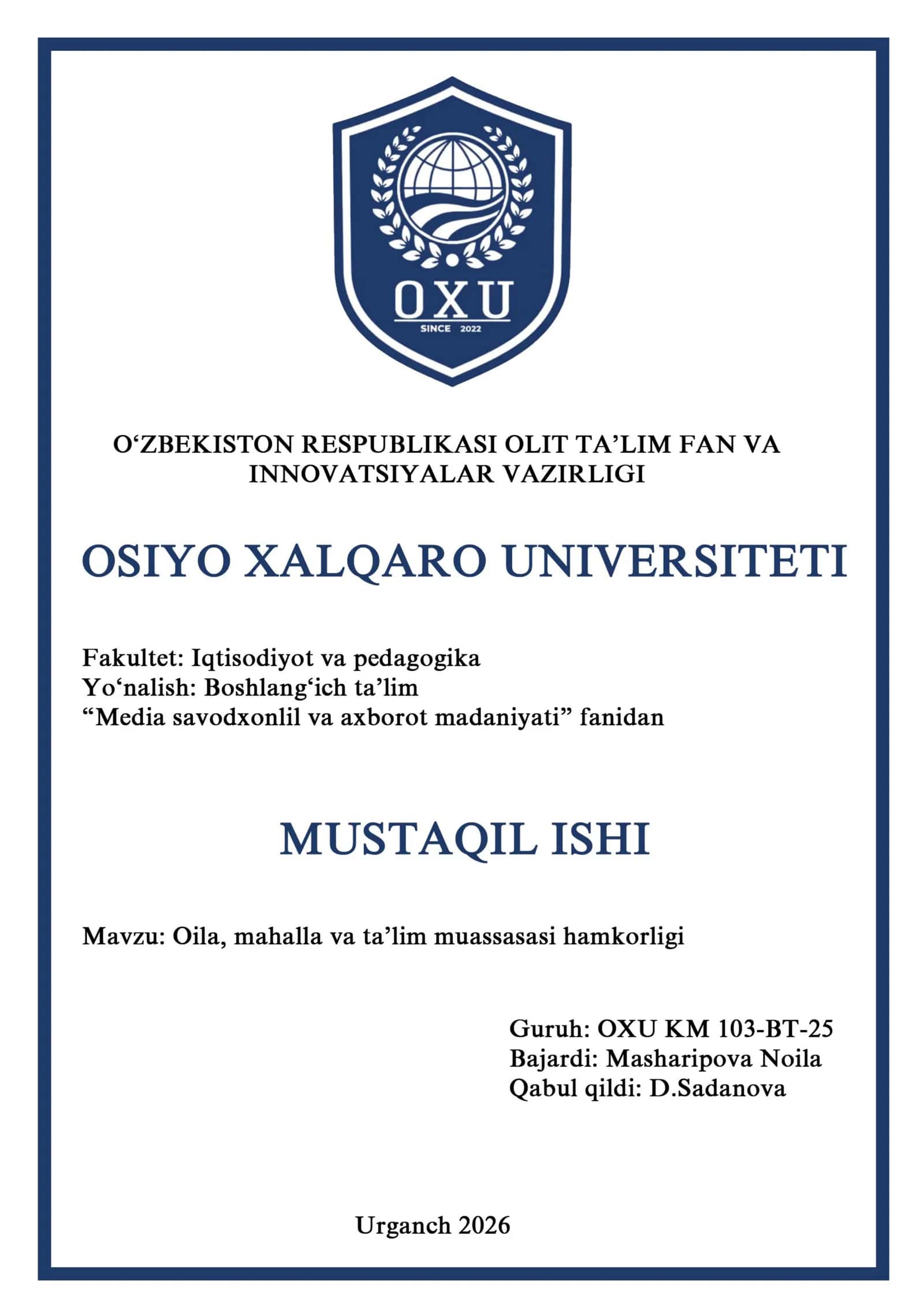 Oila, mahalla va ta’lim muassasasi hamkorligi