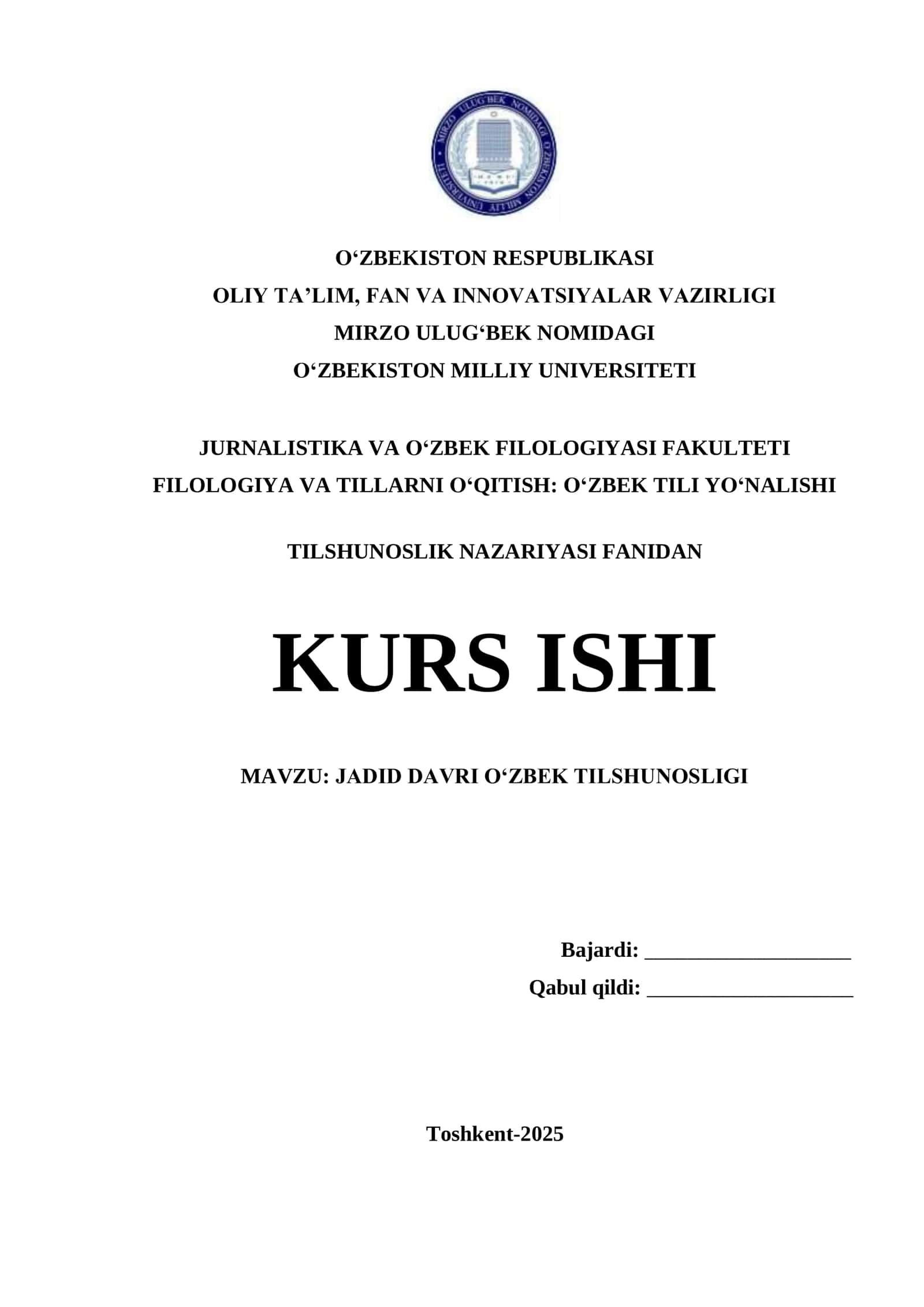 JADID DAVRI O‘ZBEK TILSHUNOSLIGI