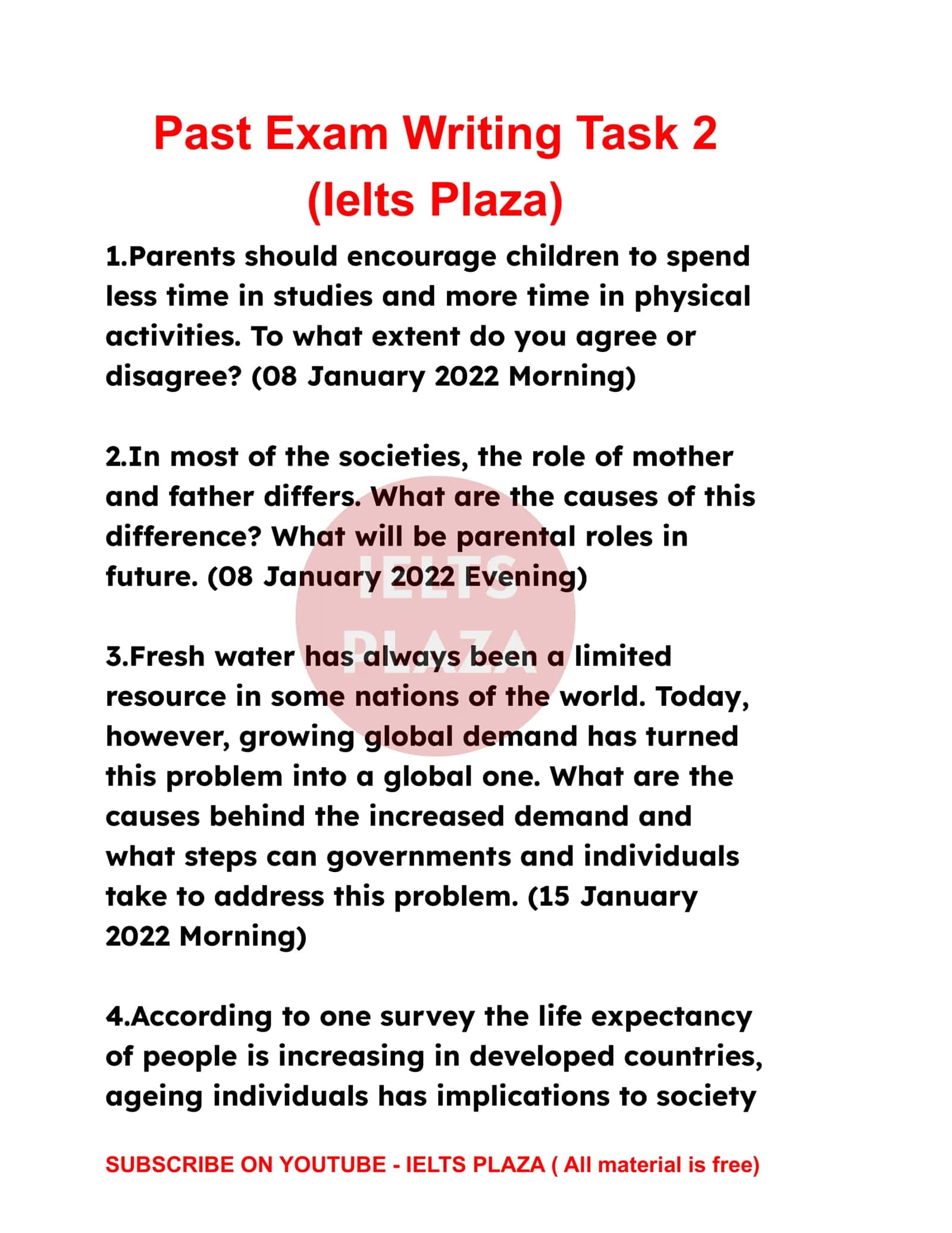 INGLIZ TILI- Past Exam Writing Task 2 - Ielts Plaza.