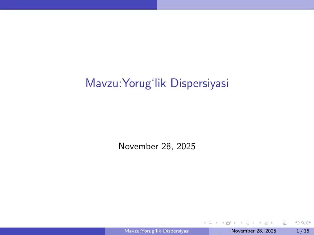 Yorug‘lik Dispersiyasi