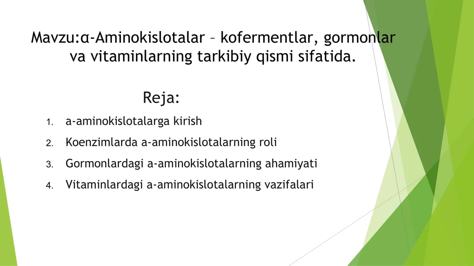 α-Aminokislotalar – kofermentlar, gormonlar va vitaminlarning tarkibiy qismi sifatida