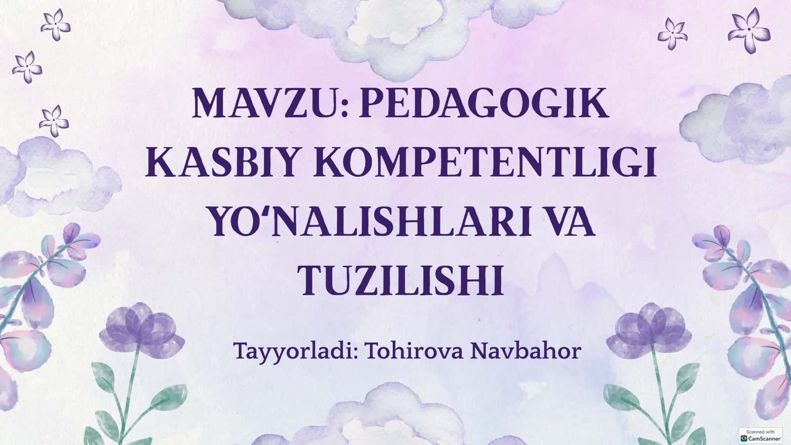 PEDAGOGIK KASBIY KOMPETENTLIGI