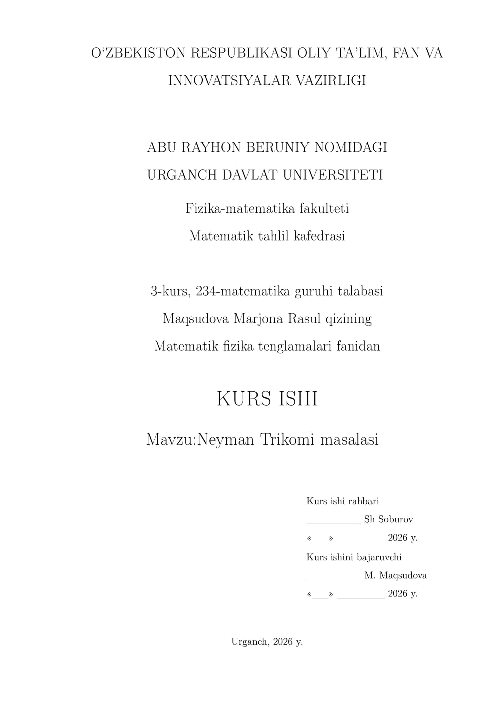 Neyman Trikomi masalasi