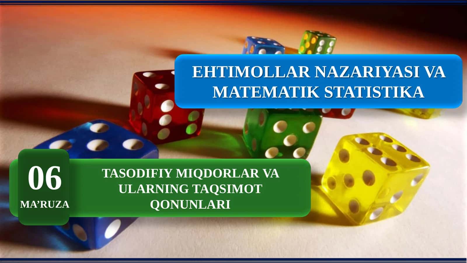 Tasodifiy miqdorlar va ularning taqsimot qonunlari