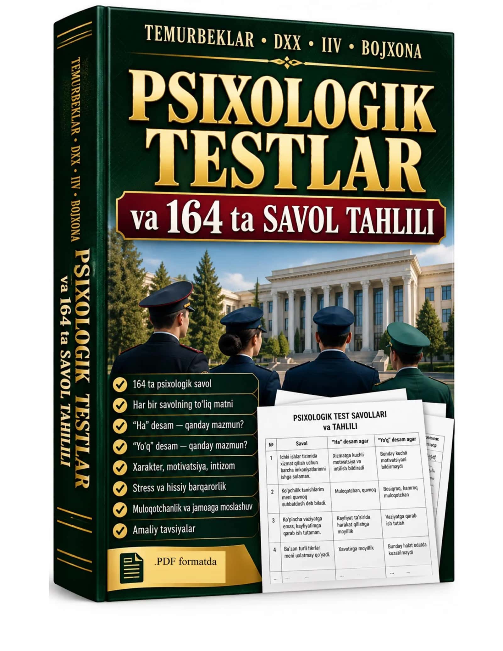 Bojxona Psixologik Testlar. Temurbeklar DXX IIV va 164 ta Savol Tahlili.pdf
