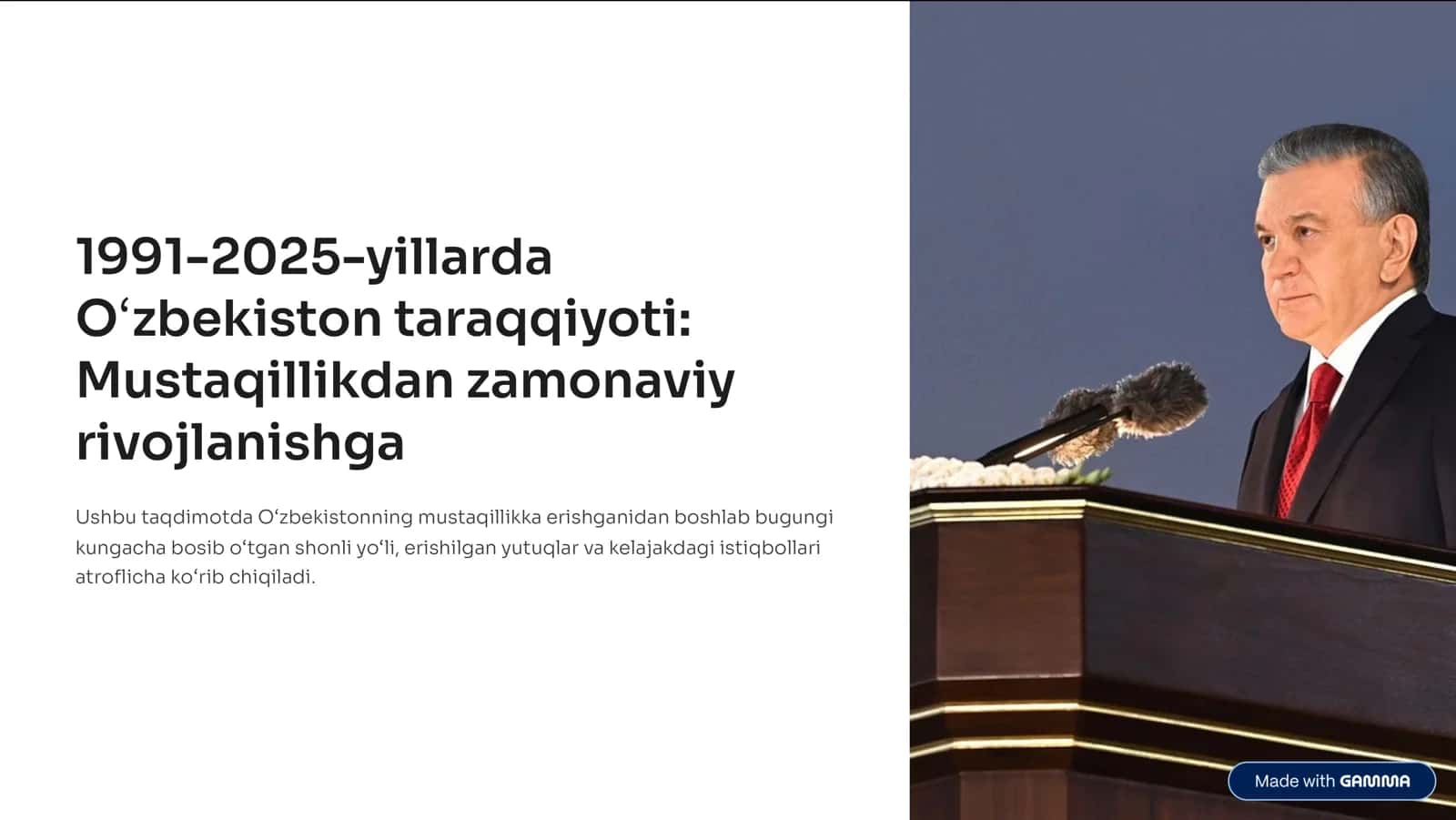 O'zbekiston taraqqiyoti: Mustaqillikdan zamonaviy rivojlanishga