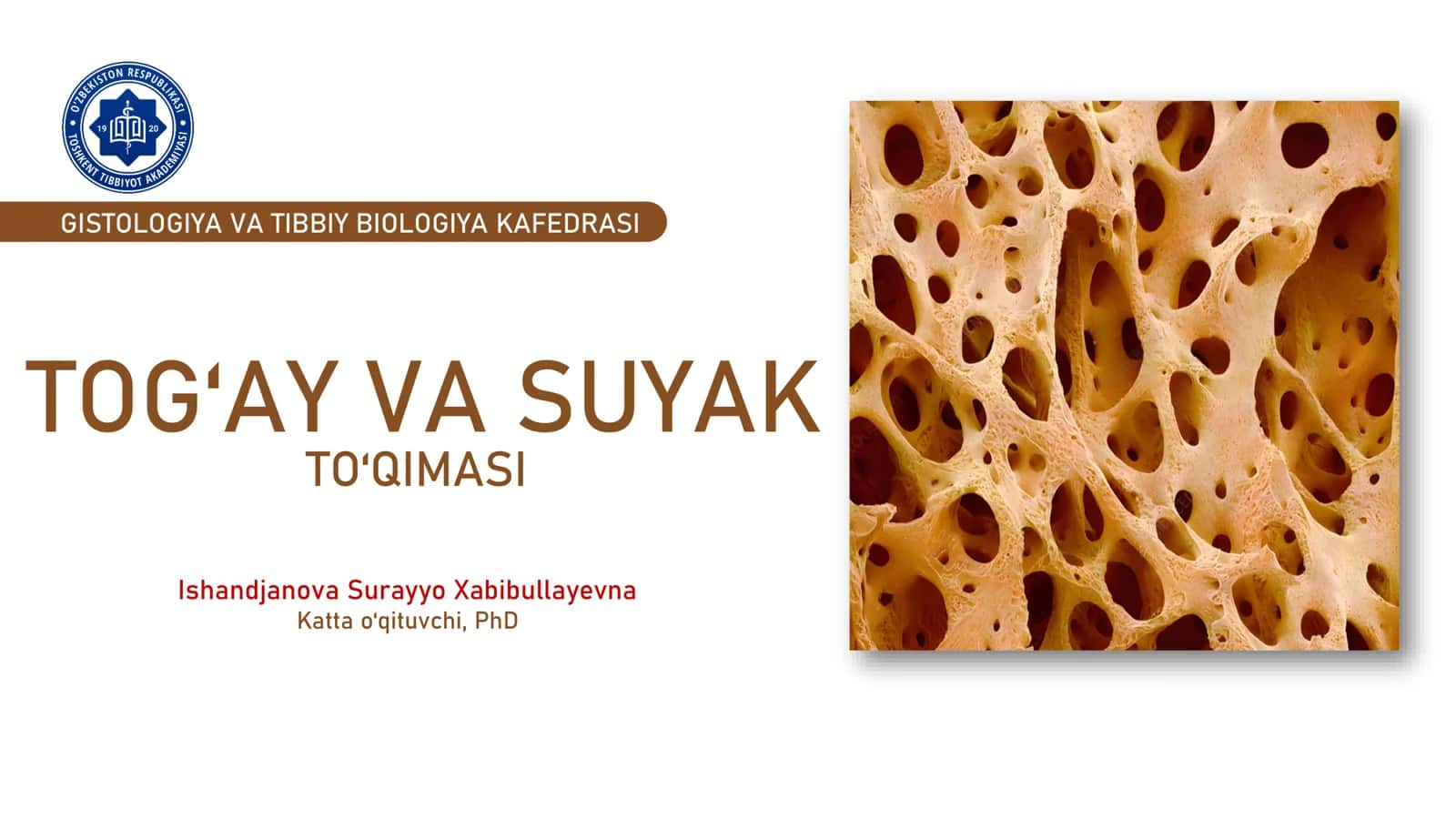 GISTOLOGIYA VA TIBBIY BIOLOGIYA KAFEDRASI