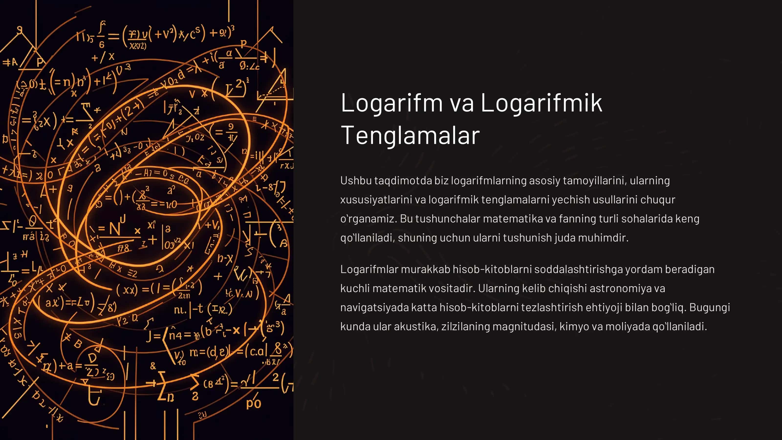 Logarifm va Logarifmik