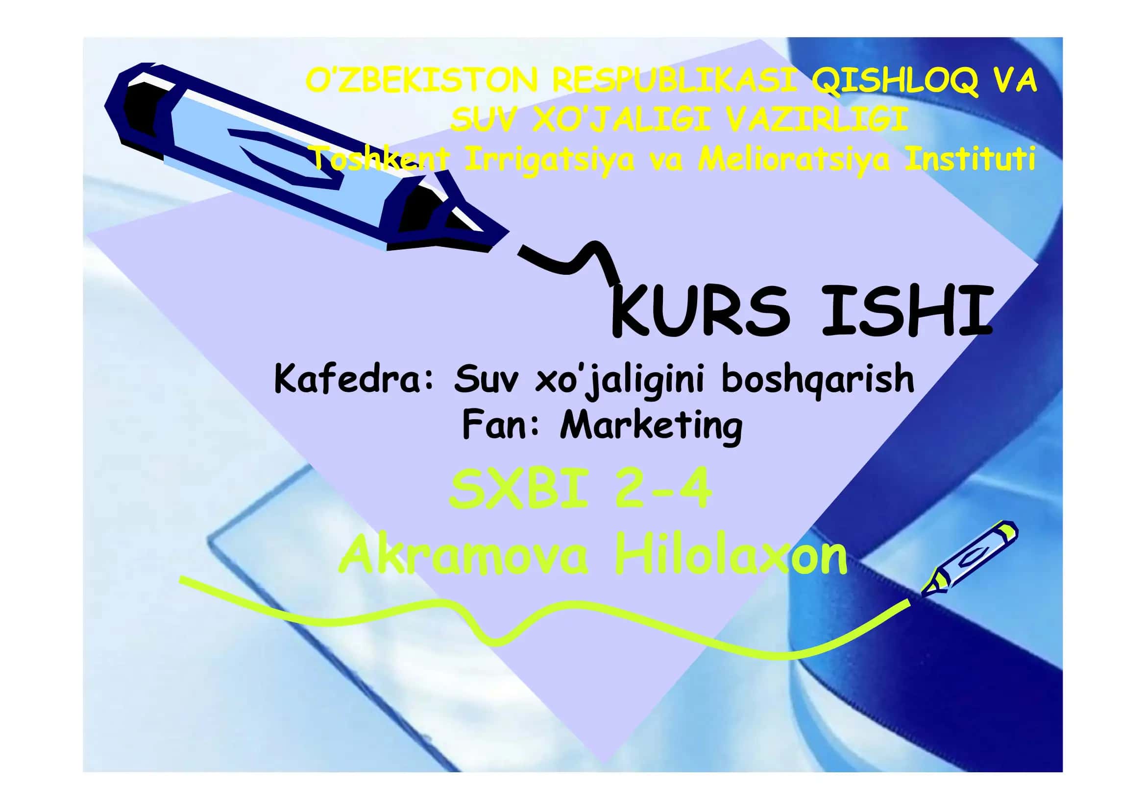 Iste’mol bozorlarini o’rganish va uni bashorat qilish