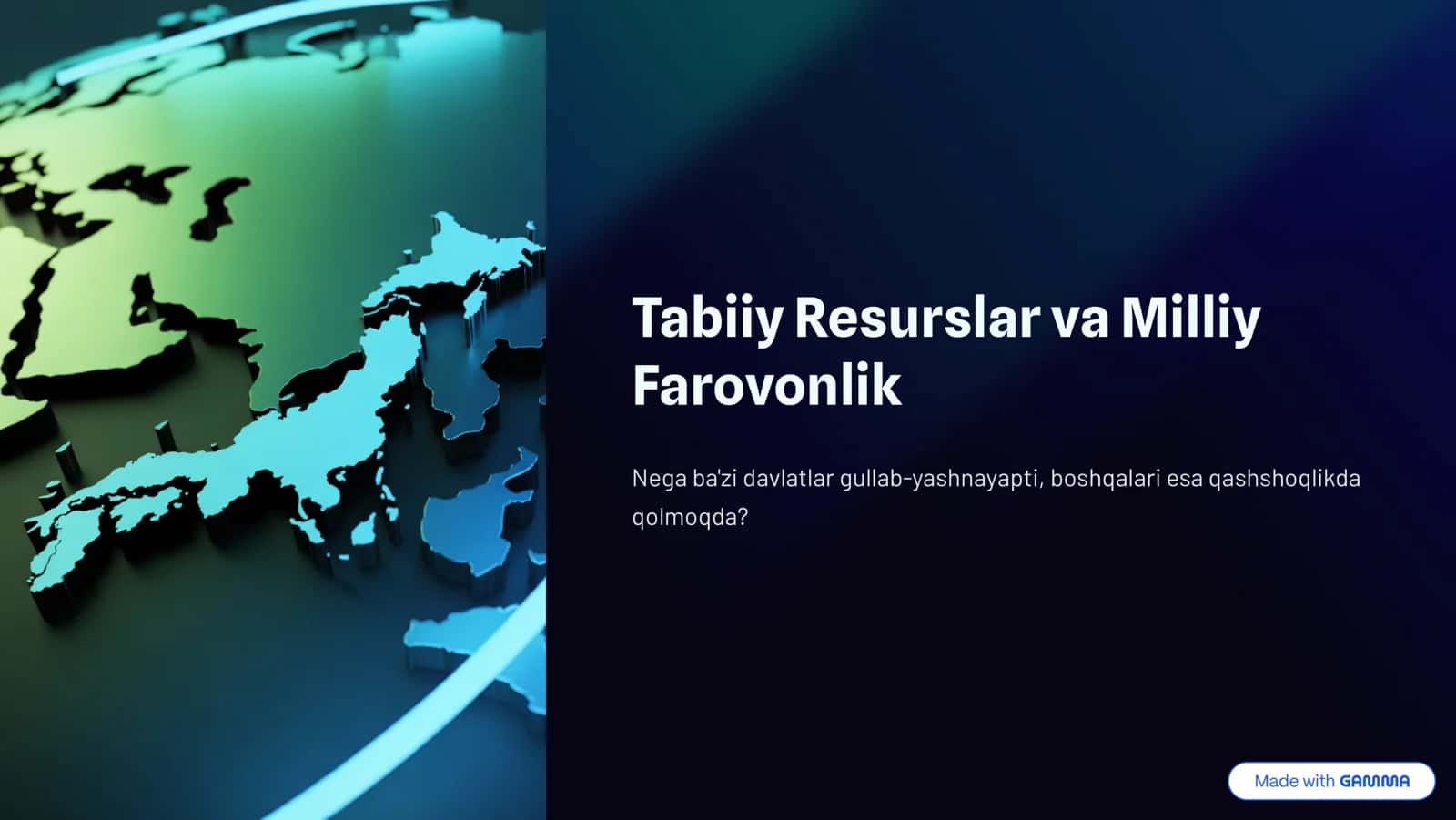 Tabiiy Resurslar va Milliy Farovonlik