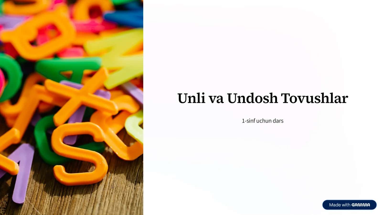 1-sinf Ona tili: Unli va undosh tovushlar — 10 betlik mashq va ish daftari