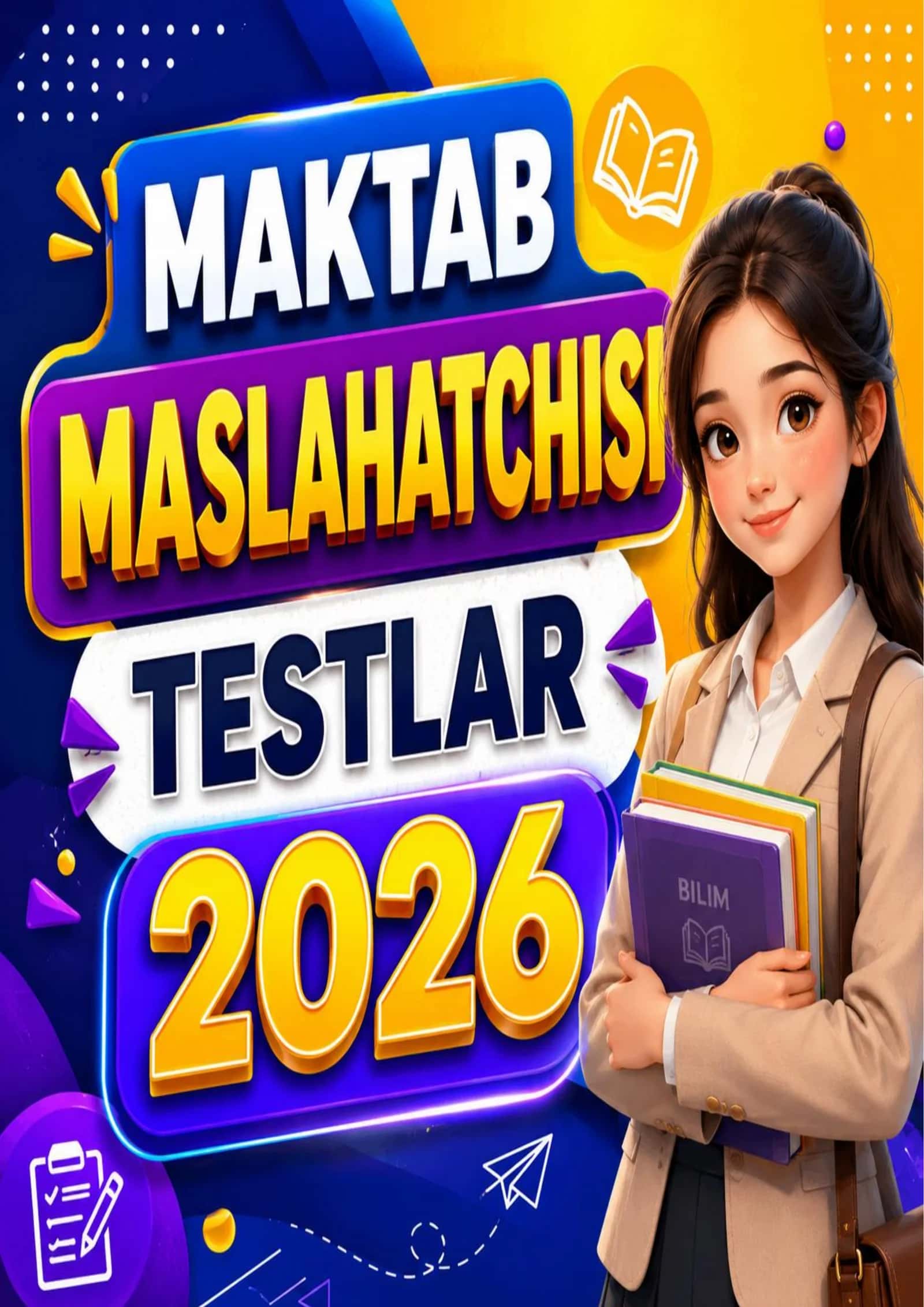 Maktab maslahatchisi 1000+ test savollari / Мактаб маслаҳатчиси 1000+ тест саволлари