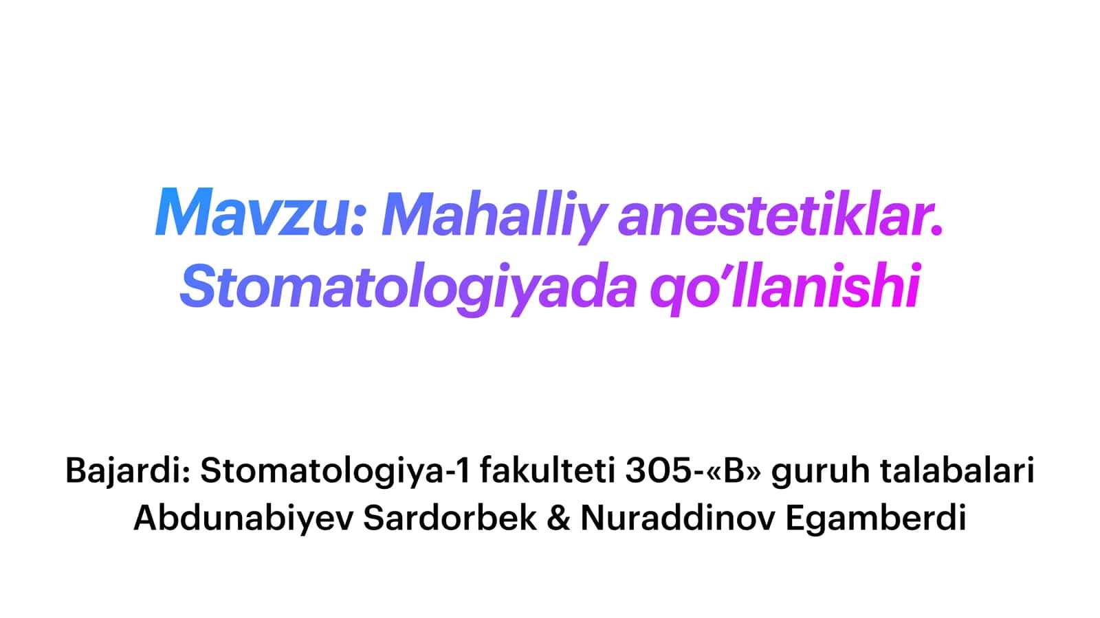 Mahalliy anestetiklar