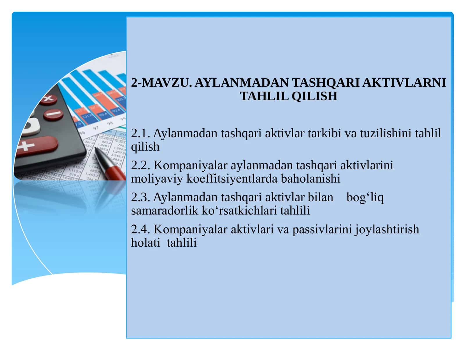 AYLANMADAN TASHQARI AKTIVLARNI TAHLIL QILISH