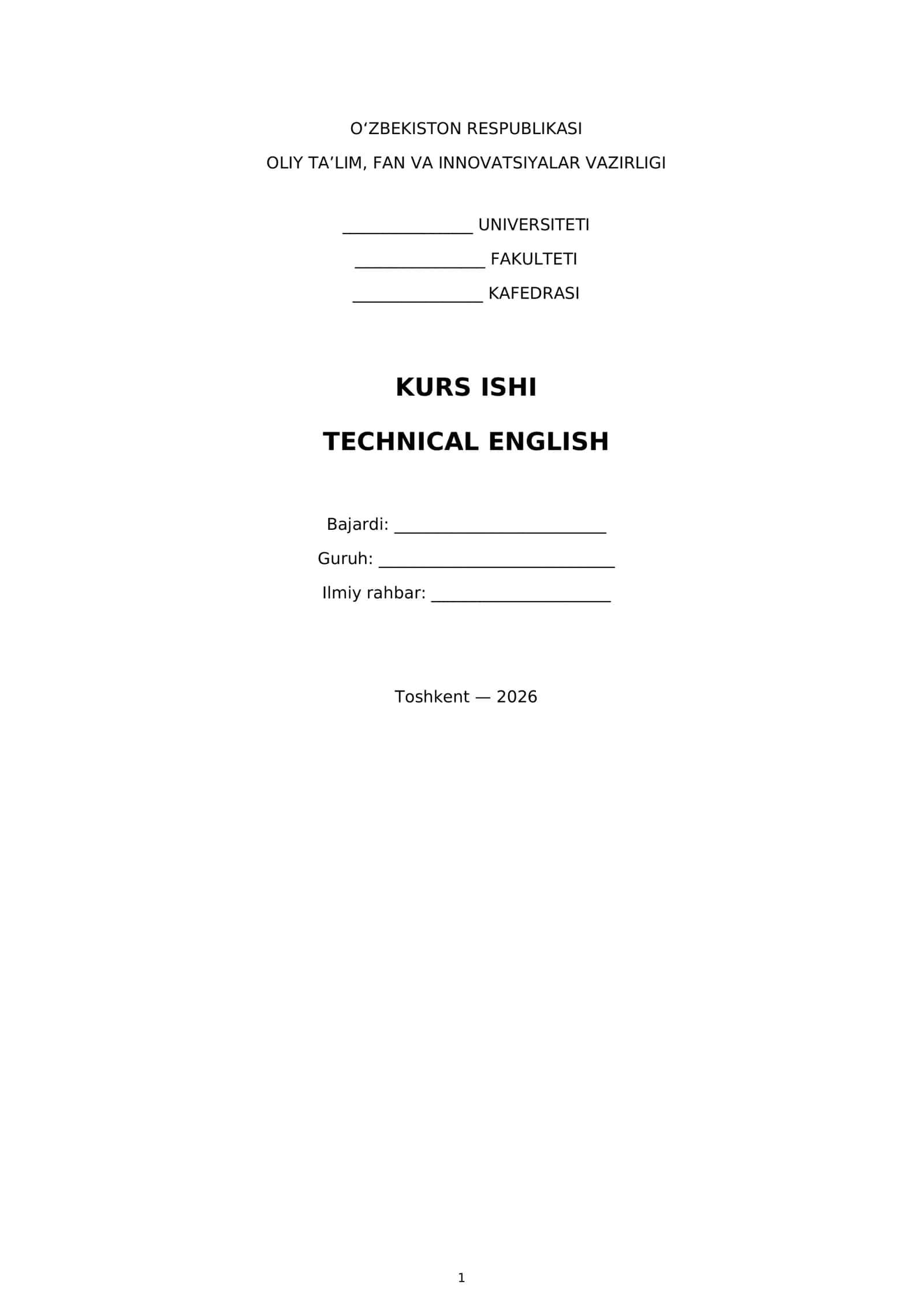 Kurs ishi - Technical English