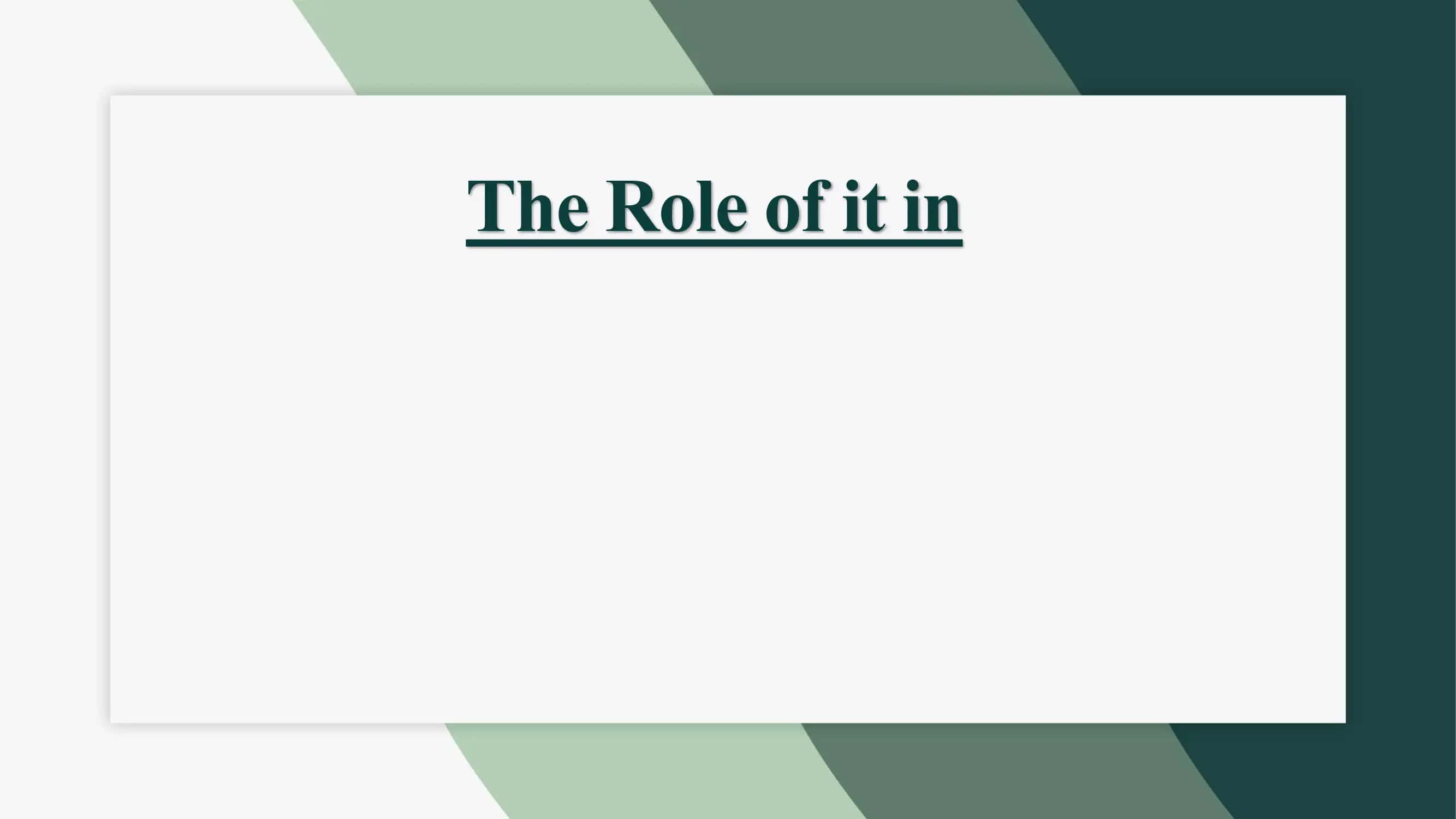 The Role of IT in Plan