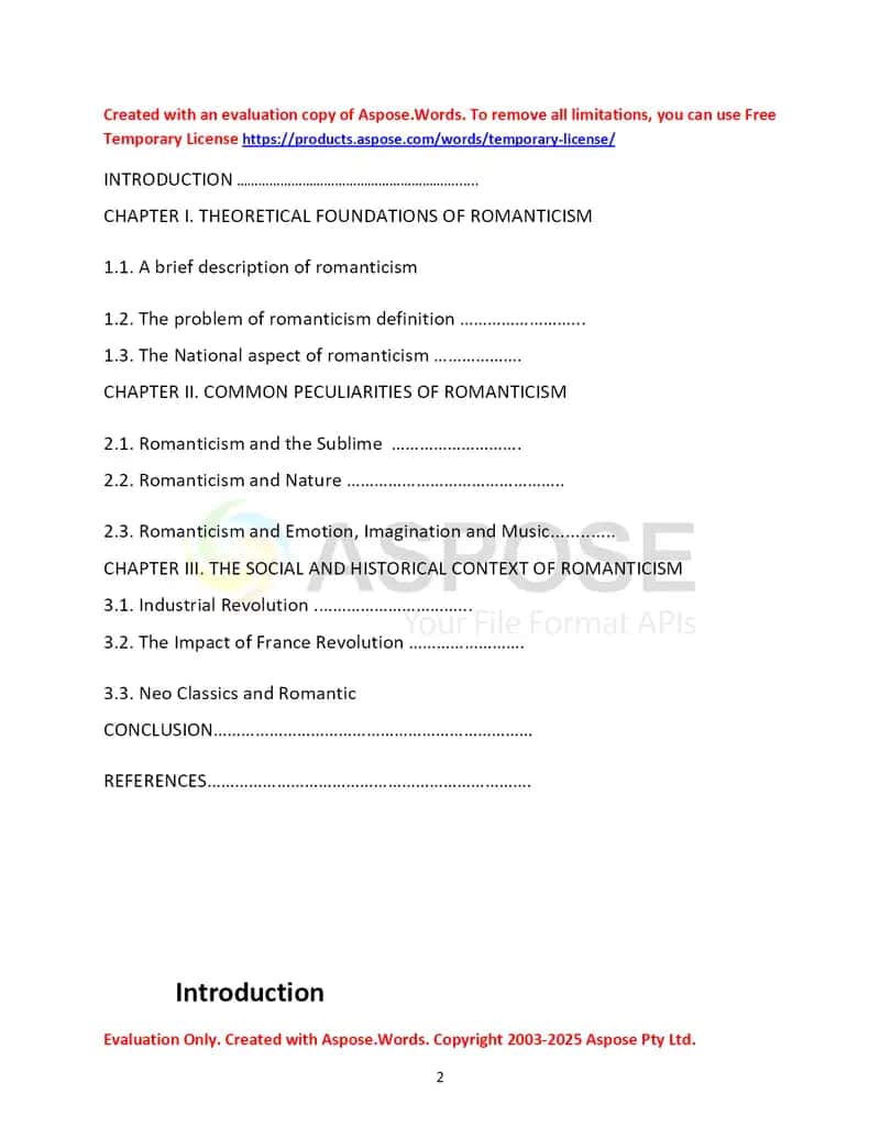 Theoretical Foundations and Peculiarities of Romanticism