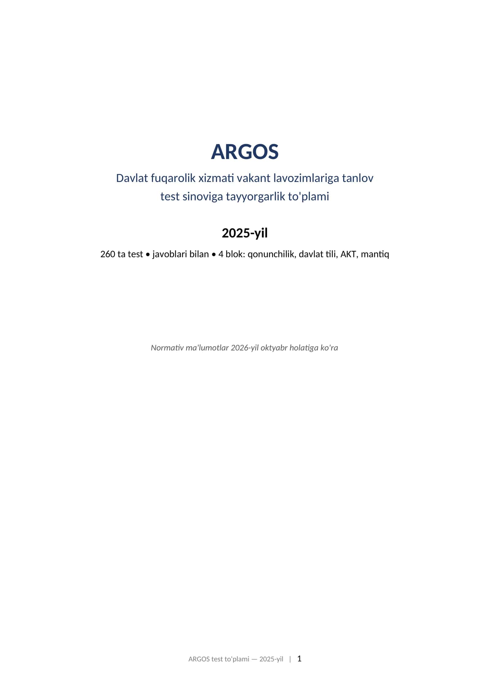 ARGOS Test to'plami 2025