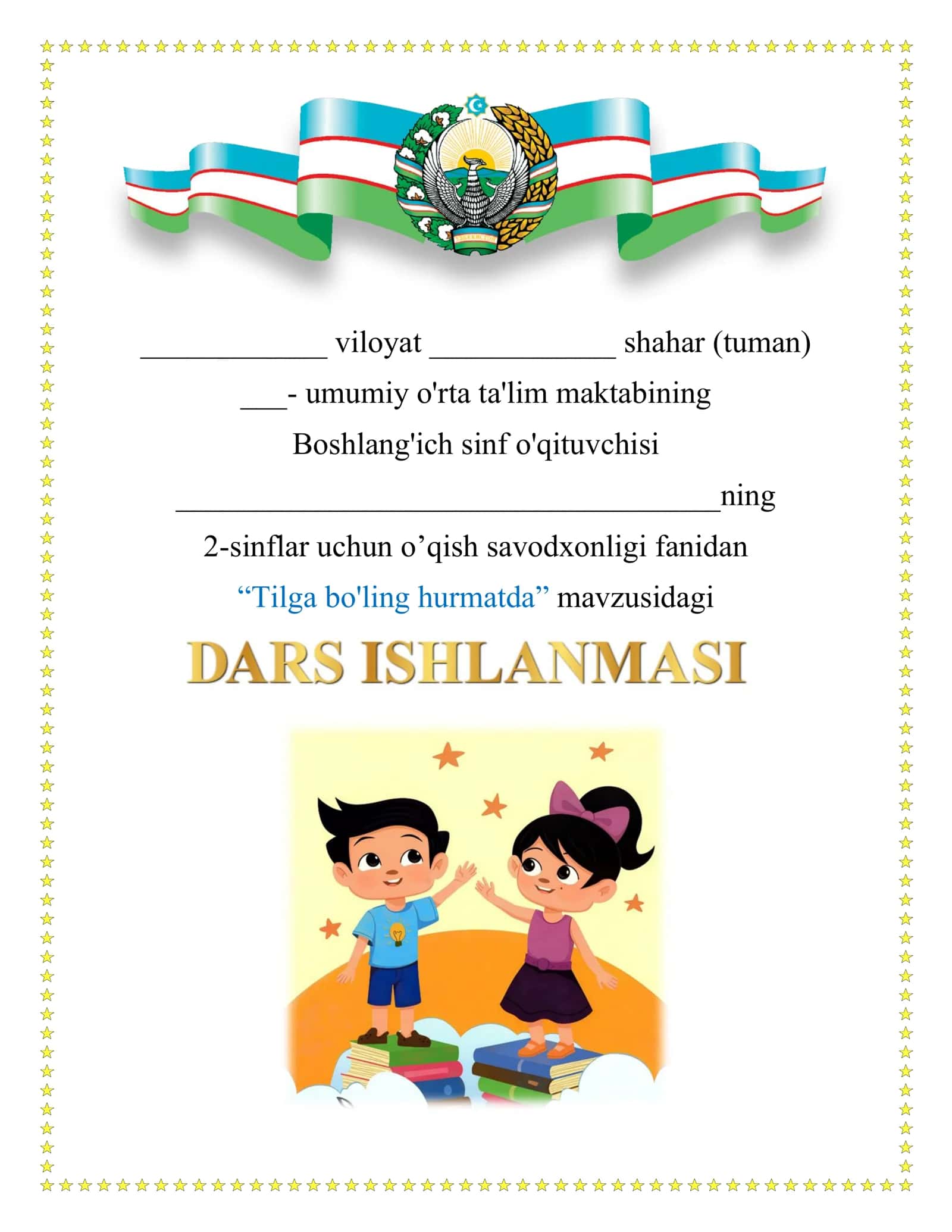 “Tilga bo'ling hurmatda” darsi